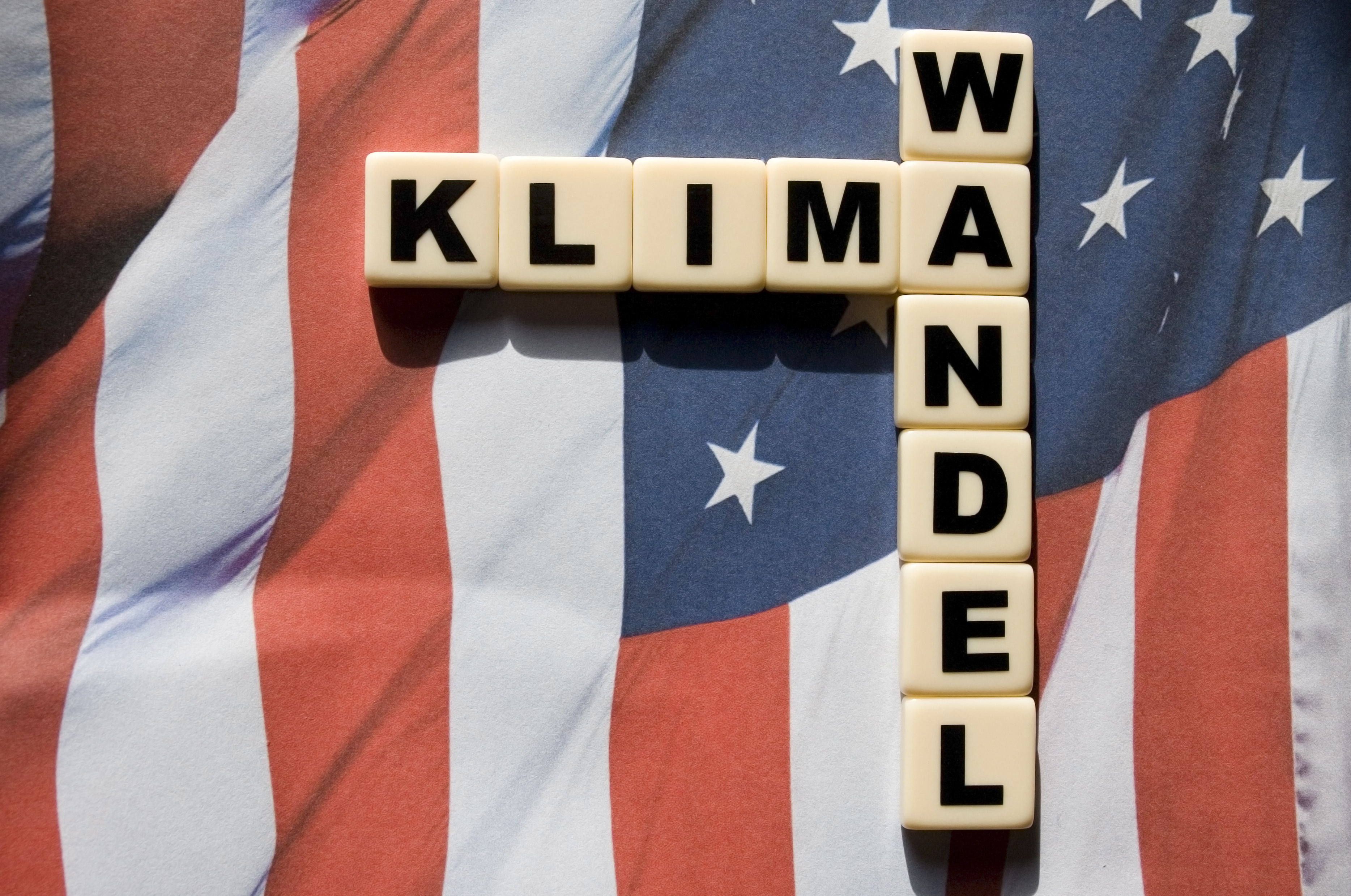 American flag with the words Climate Change