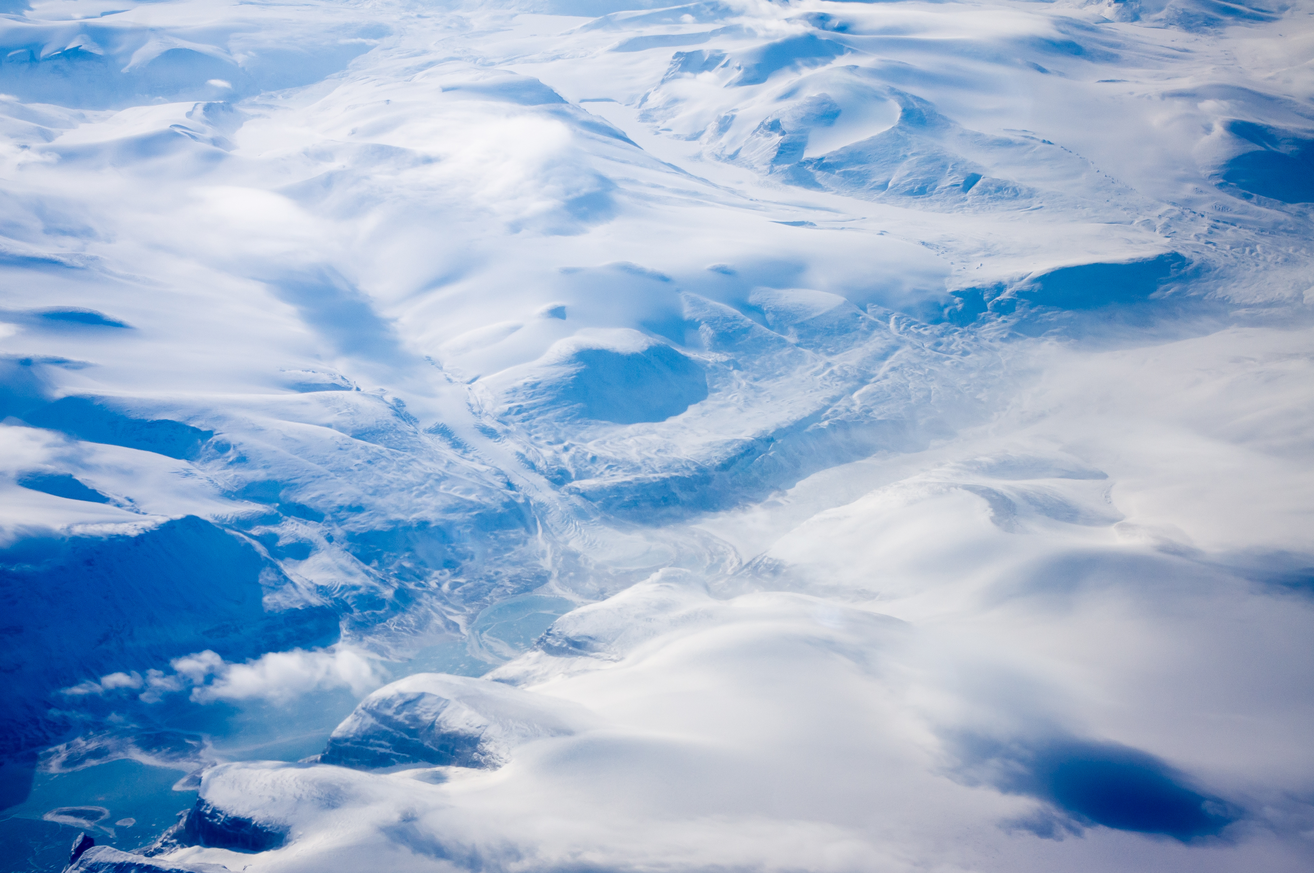 Blick von oben auf den grönländischen Eisschild