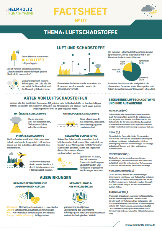 Erste Seite Factsheet Luftschadstoffe