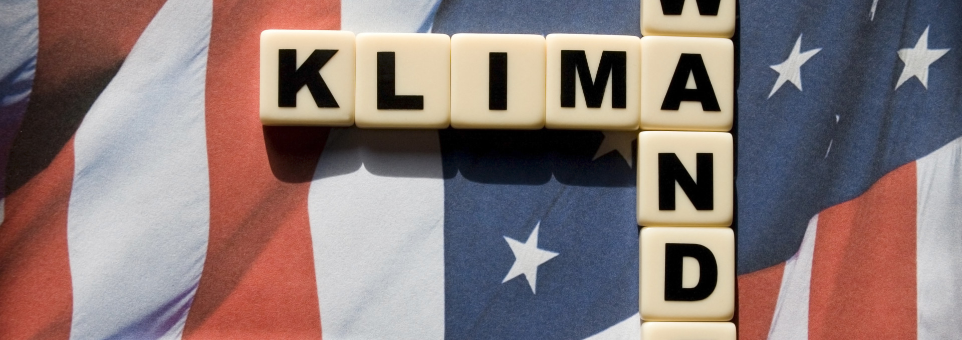 American flag with the words Climate Change