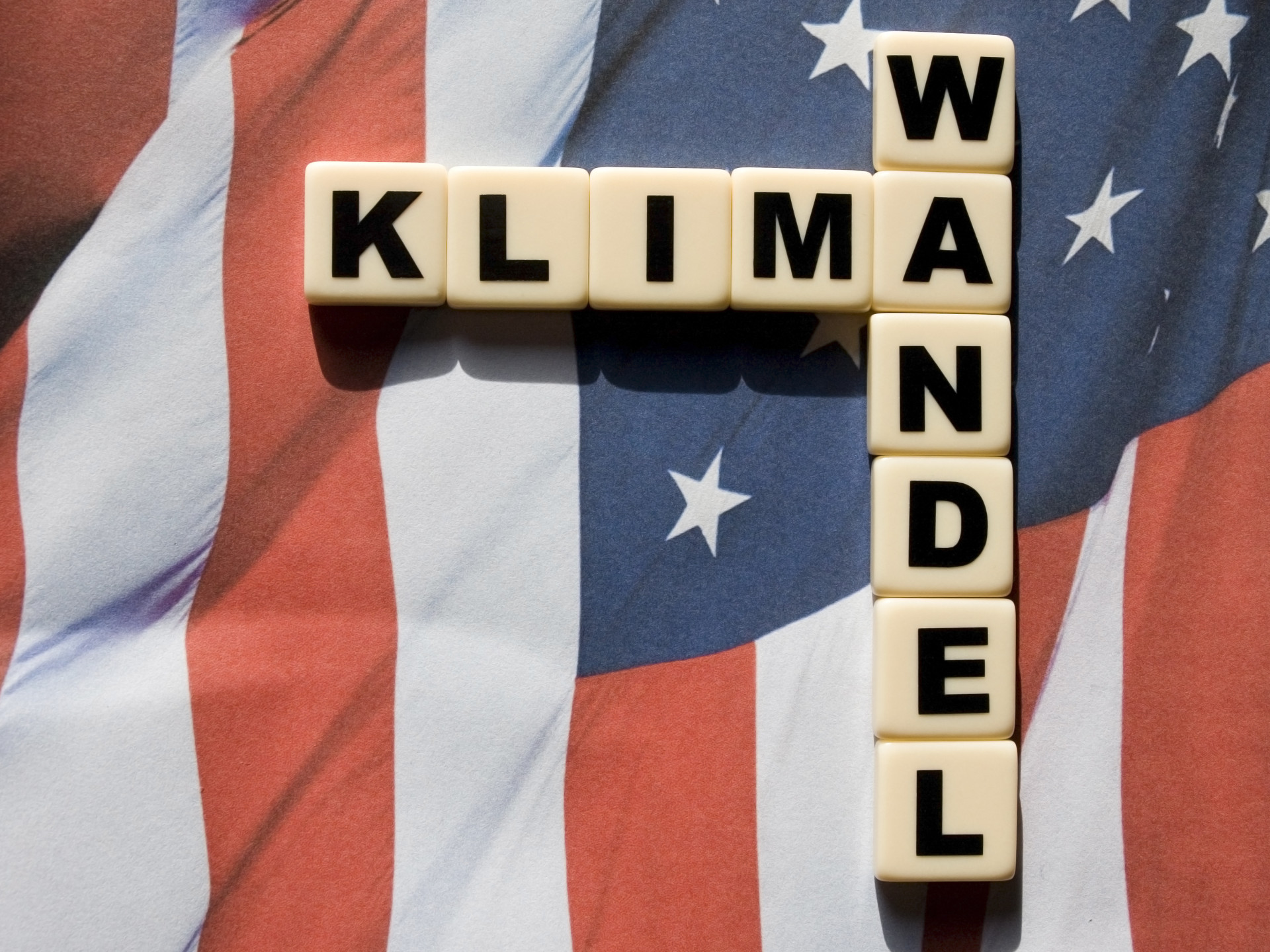American flag with the words Climate Change