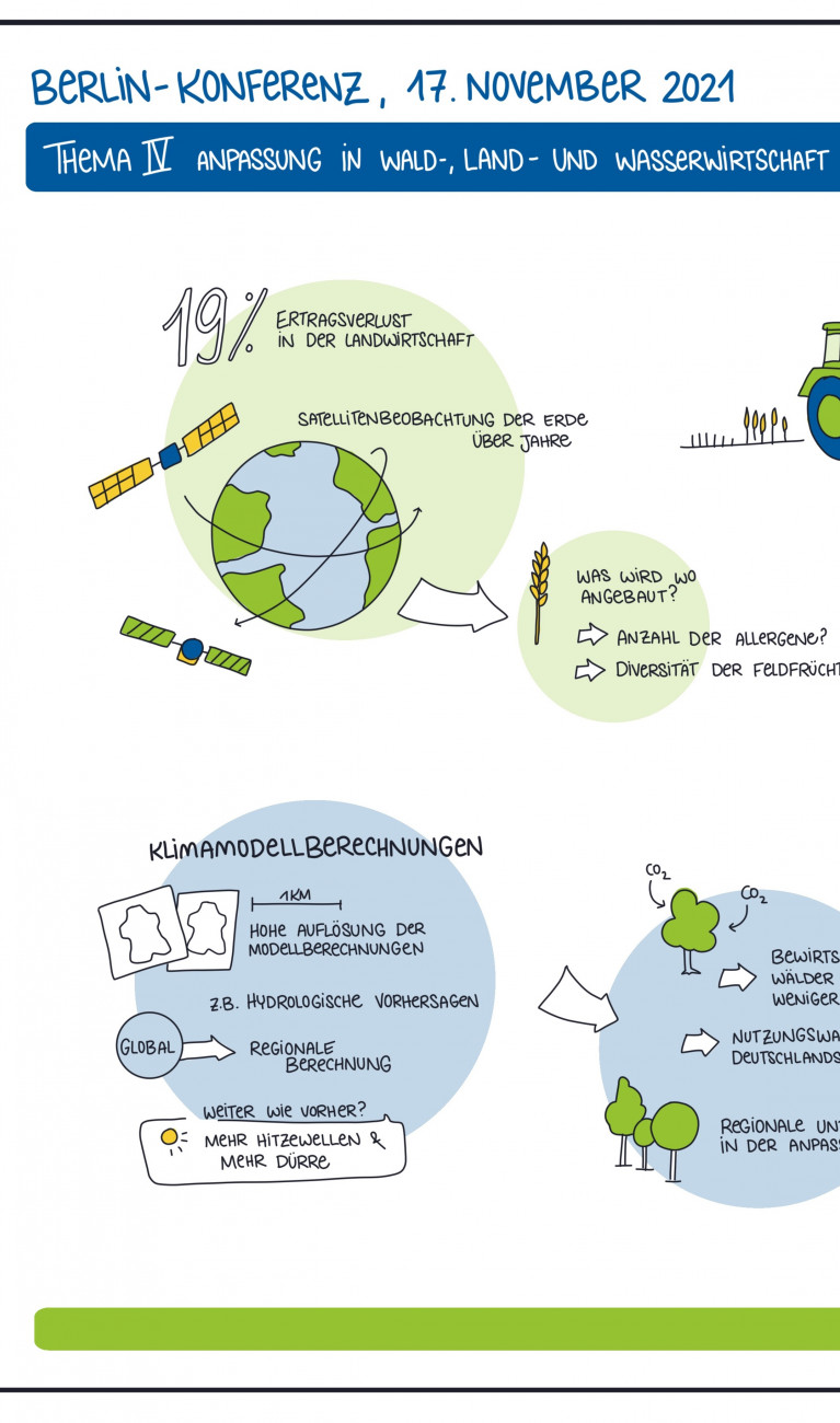 Grafik Recording zum Thema Anpassung in Wald-, Land- und Wasserwirtschaft