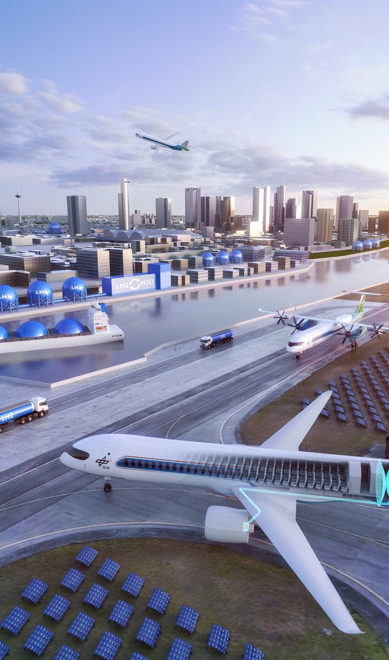 Vision einer zukünftigen Wasserstoffwirtschaft im Flugverkehr