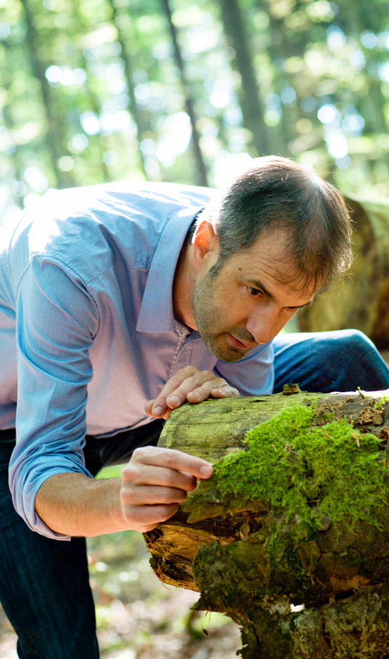 Prof. Jörg Müller im Wald im Einsatz