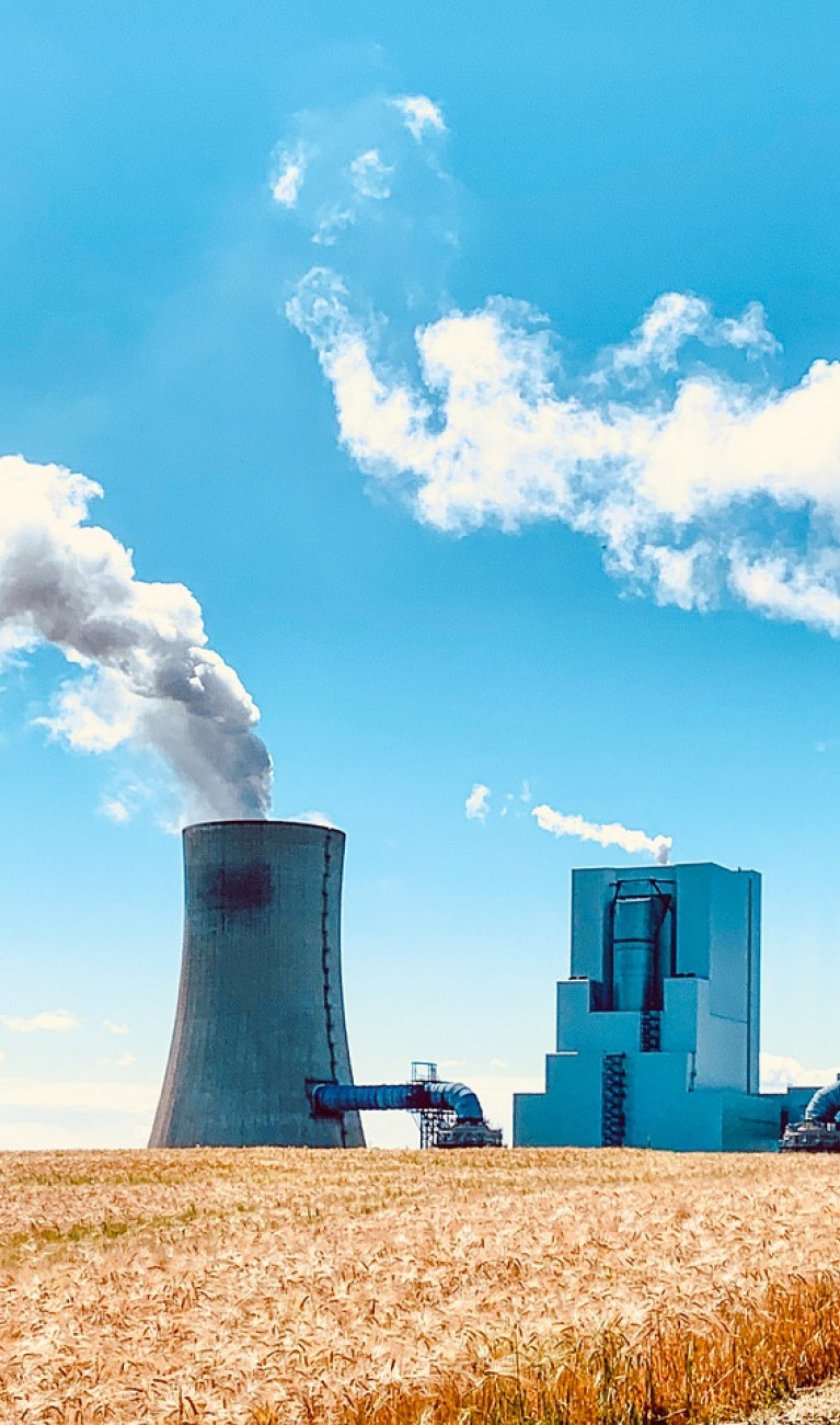 Power plant under blue sky