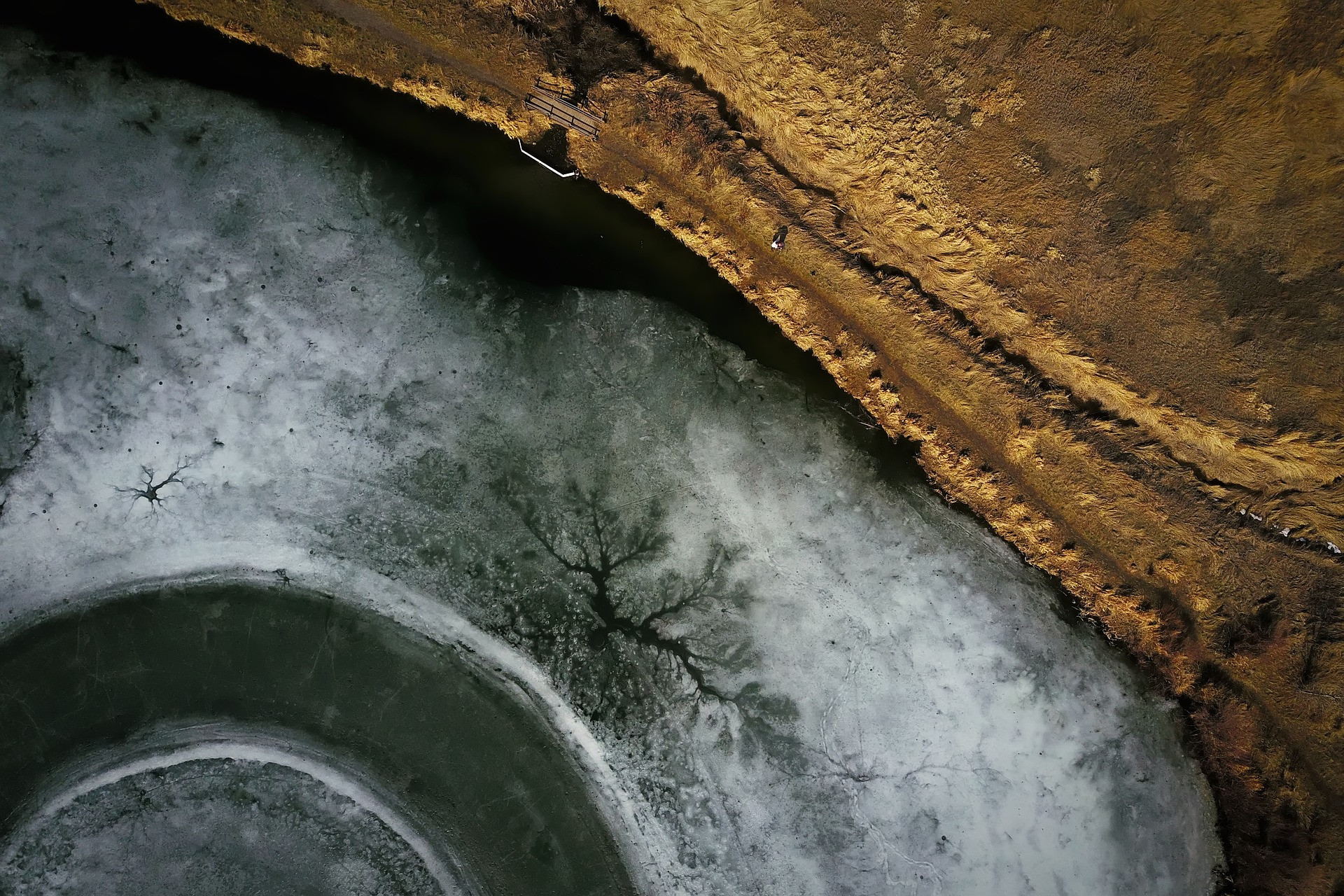 A frozen ground seen from the air