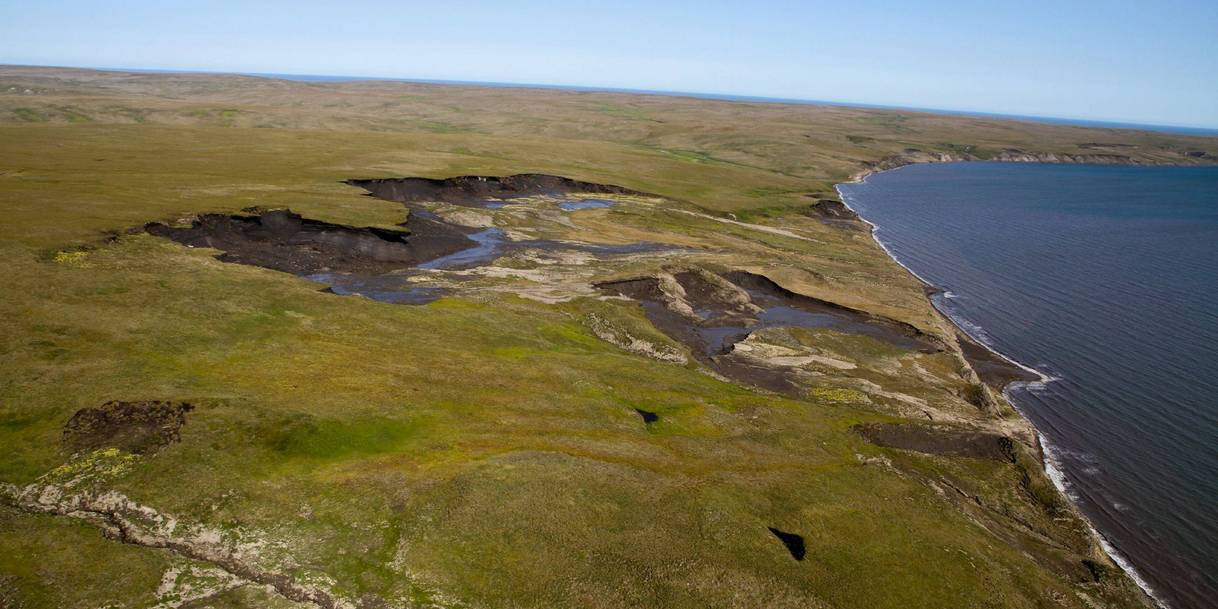 Dauertau-Gebiet "Slump D" auf Herschel Island, Yukon, Kanada