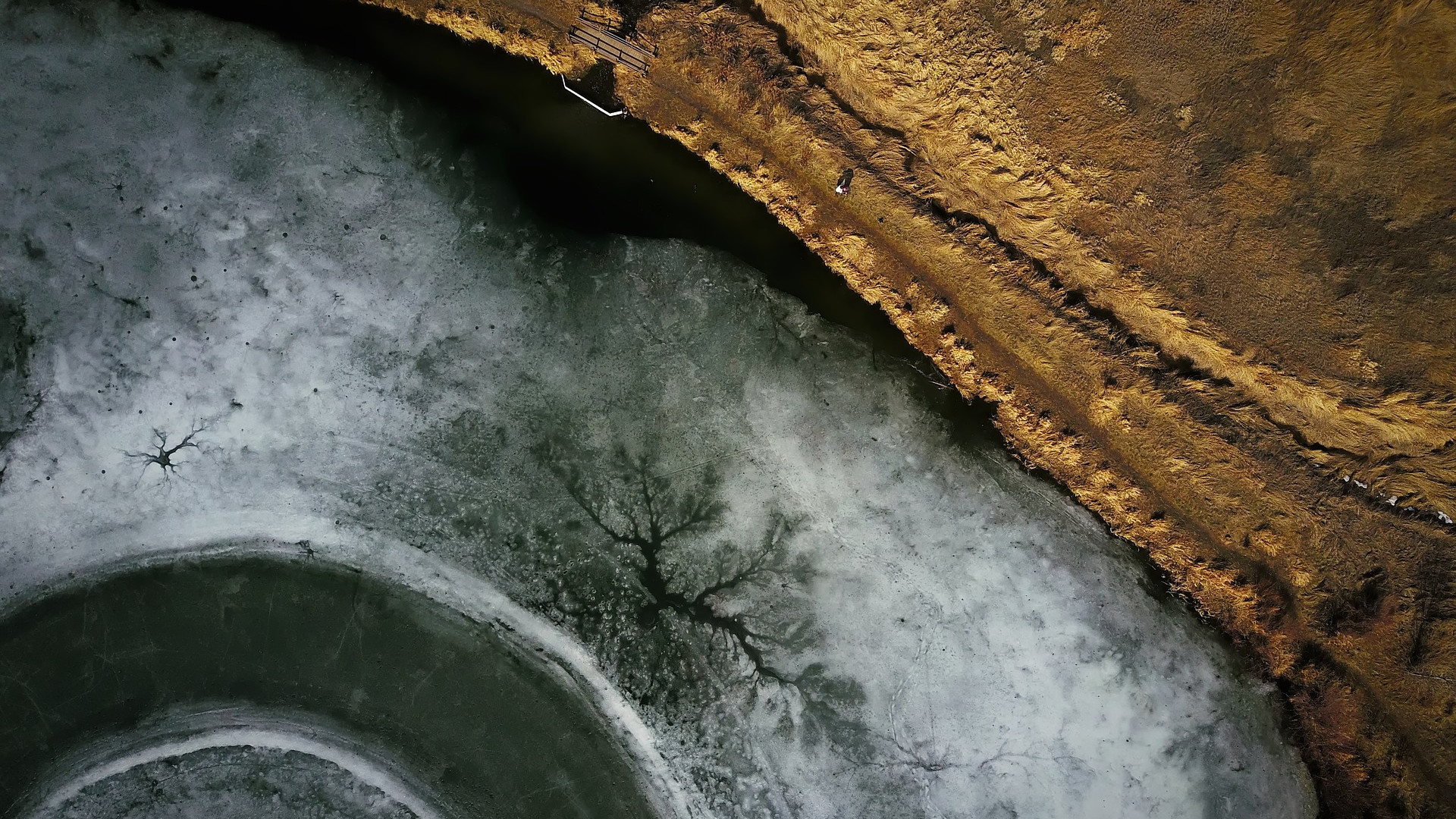 A frozen ground seen from the air